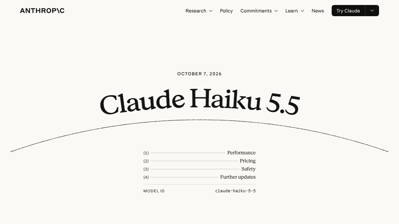 Anthropic の発表ページ「Introducing Claude Haiku 5.5」