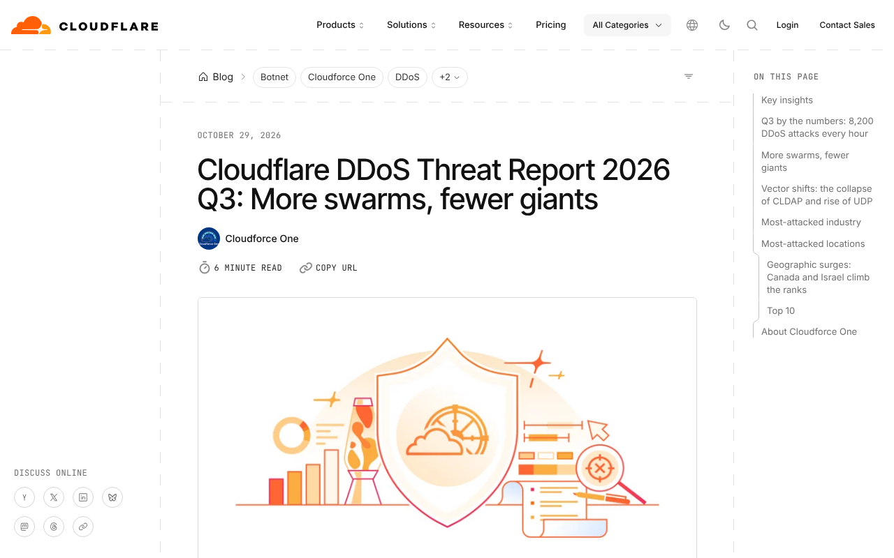 Cloudflare DDoS脅威レポート2026年第3四半期の公式ブログ